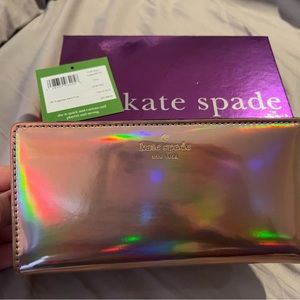 Kate Spade Rose Gold Holographic Rainer Lane Stacy wallet-NWT